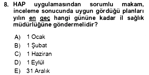 Acil Durum Ve Afet Yönetimi Planları 2023-2024 Dönem Sonu Sınavı - 8. soru