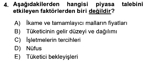 Afet Ekonomisi Ve Sigortacılığı 2023-2024 Dönem Sonu Sınavı - 4. soru