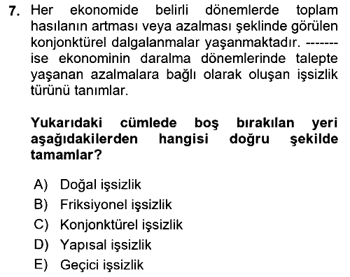 Afet Ekonomisi Ve Sigortacılığı 2018-2019 Yaz Okulu Sınavı - 7. soru