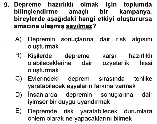 Afet Psikolojisi ve Sosyolojisi 2023-2024 Ara Sınav - 9. soru