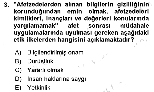 Afet Psikolojisi ve Sosyolojisi 2024-2025 Ara Sınav - 3. soru