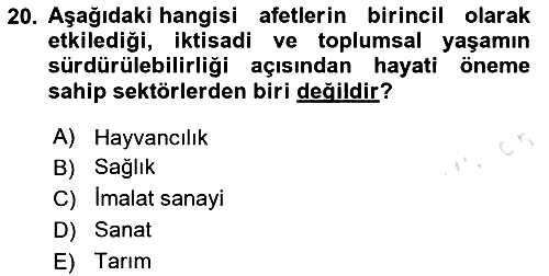 Afet Psikolojisi ve Sosyolojisi 2023-2024 Yaz Okulu Sınavı - 20. soru