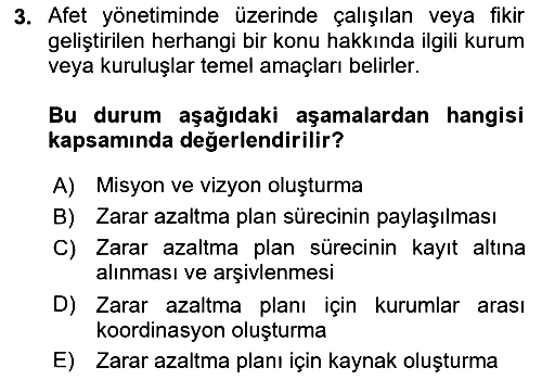 Afet Yönetimi 1 2022-2023 Dönem Sonu Sınavı - 3. soru