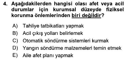 Afet Yönetimi 1 2024-2025 Dönem Sonu Sınavı - 4. soru