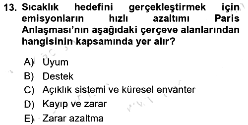 Afet Yönetimi 2 2021-2022 Dönem Sonu Sınavı - 13. soru