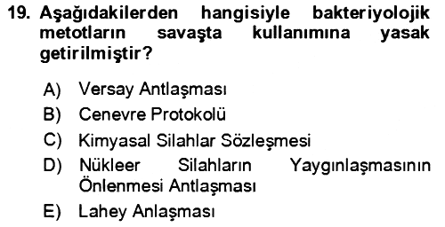 Kbrn Savunma Ve Güvenlik 2018-2019 3 Ders Sınavı - 19. soru