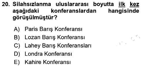 Kbrn Savunma Ve Güvenlik 2020-2021 Yaz Okulu Sınavı - 20. soru