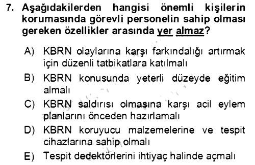 Kbrn Savunma Ve Güvenlik 2023-2024 Yaz Okulu Sınavı - 7. soru