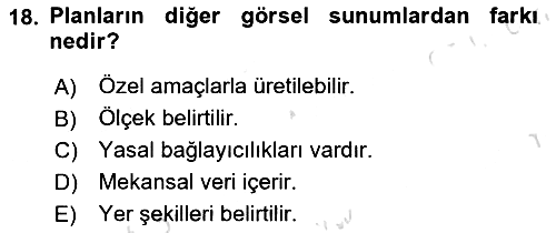 Kent, Planlama ve Afet Risk Yönetimi 2019-2020 Ara Sınav - 18. soru