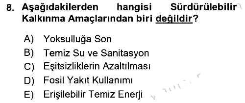 Sürdürülebilir Kentsel Dayanıklılık 2024-2025 Ara Sınav - 8. soru