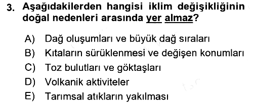 Temel Afet Bilgisi 2017-2018 Dönem Sonu Sınavı - 3. soru