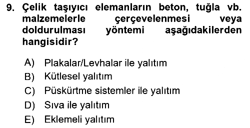 Yangın ve Yangın Güvenliği 2020-2021 Yaz Okulu Sınavı - 9. soru