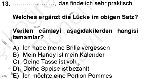 Almanca 1 2014-2015 Dönem Sonu Sınavı - 13. soru