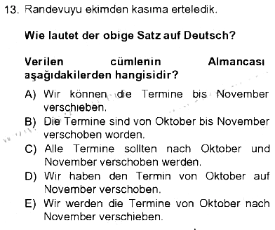 Almanca 1 2012-2013 Tek Ders Sınavı - 13. soru