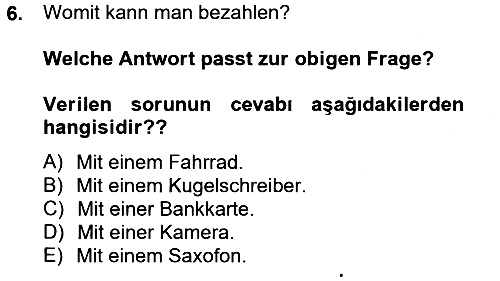 Almanca 2 2012-2013 Ara Sınav - 6. soru