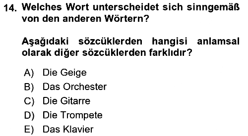 Almanca 2 2024-2025 Ara Sınav - 14. soru