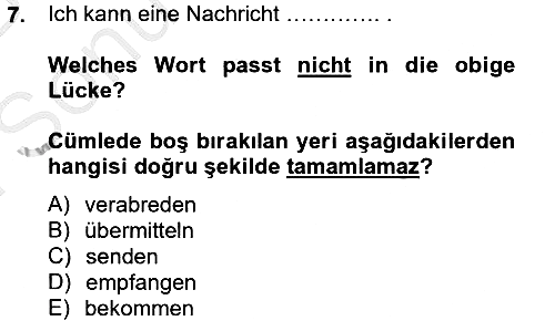 Almanca 2 2012-2013 Dönem Sonu Sınavı - 7. soru