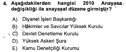 Anayasa Hukuku 2016-2017 3 Ders Sınavı - 4. soru