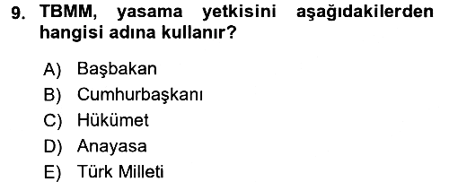 Anayasa Hukuku 2016-2017 3 Ders Sınavı - 9. soru