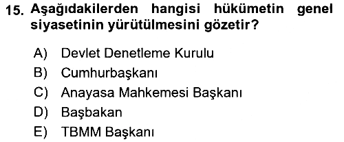 Anayasa Hukuku 2016-2017 3 Ders Sınavı - 15. soru