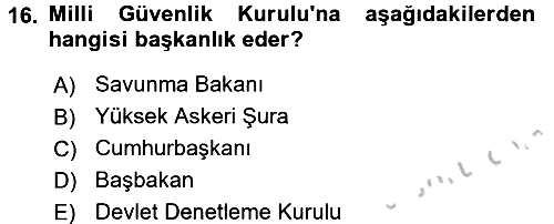 Anayasa Hukuku 2016-2017 3 Ders Sınavı - 16. soru