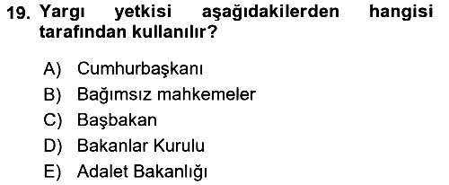 Anayasa Hukuku 2016-2017 3 Ders Sınavı - 19. soru