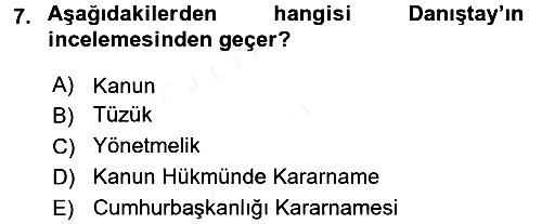 Anayasa Hukuku 2017-2018 3 Ders Sınavı - 7. soru