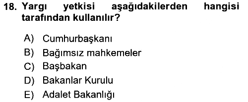 Anayasa Hukuku 2017-2018 3 Ders Sınavı - 18. soru
