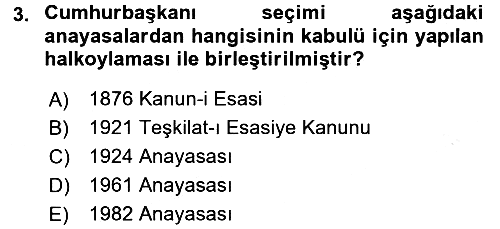 Anayasa Hukuku 2018-2019 3 Ders Sınavı - 3. soru