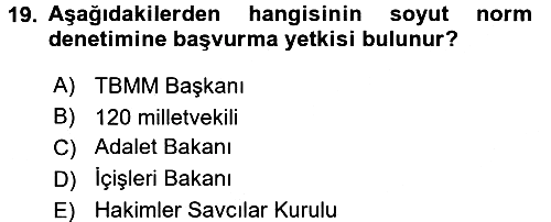 Anayasa Hukuku 2018-2019 3 Ders Sınavı - 19. soru