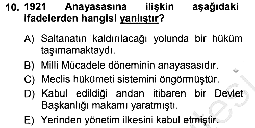 Anayasa Hukuku 2012-2013 Ara Sınav - 10. soru