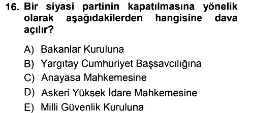 Anayasa Hukuku 2012-2013 Ara Sınav - 16. soru