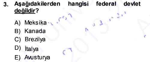 Anayasa Hukuku 2013-2014 Ara Sınav - 3. soru
