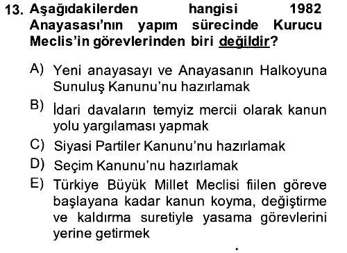 Anayasa Hukuku 2013-2014 Ara Sınav - 13. soru