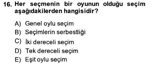 Anayasa Hukuku 2013-2014 Ara Sınav - 16. soru