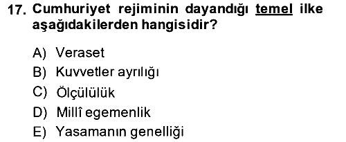 Anayasa Hukuku 2014-2015 Ara Sınav - 17. soru