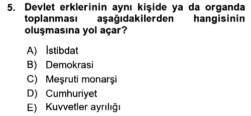 Anayasa Hukuku 2015-2016 Ara Sınav - 5. soru