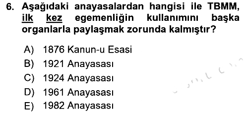 Anayasa Hukuku 2016-2017 Ara Sınav - 6. soru