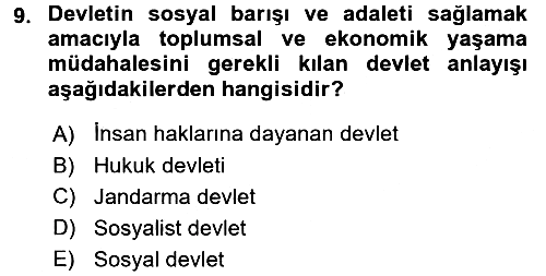 Anayasa Hukuku 2016-2017 Ara Sınav - 9. soru