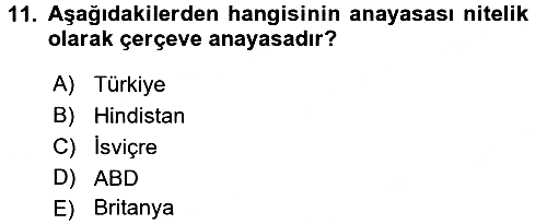 Anayasa Hukuku 2017-2018 Ara Sınav - 11. soru