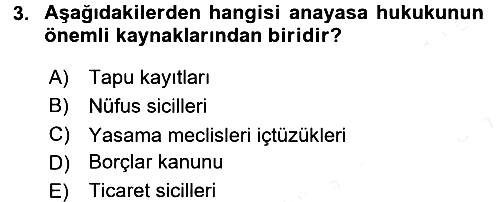 Anayasa Hukuku 2018-2019 Ara Sınav - 3. soru
