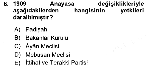Anayasa Hukuku 2018-2019 Ara Sınav - 6. soru