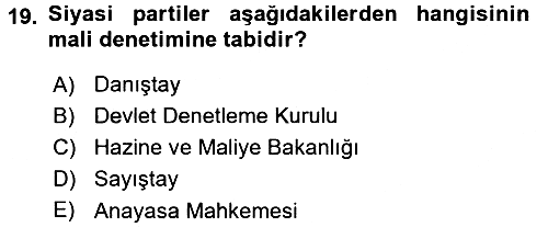 Anayasa Hukuku 2018-2019 Ara Sınav - 19. soru