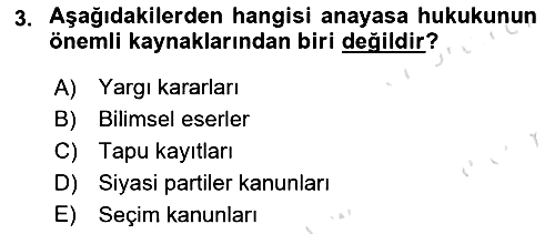 Anayasa Hukuku 2019-2020 Ara Sınav - 3. soru