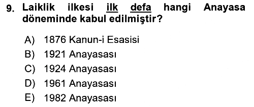 Anayasa Hukuku 2021-2022 Ara Sınav - 9. soru