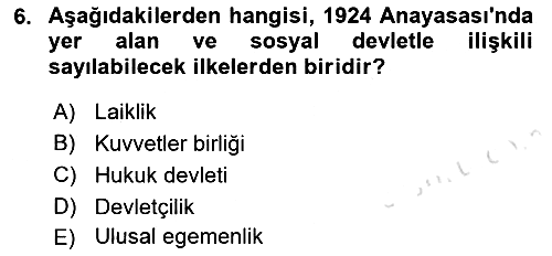 Anayasa Hukuku 2022-2023 Ara Sınav - 6. soru