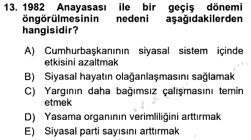 Anayasa Hukuku 2022-2023 Ara Sınav - 13. soru