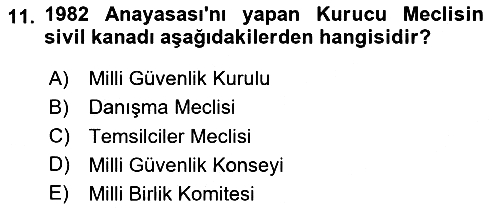 Anayasa Hukuku 2024-2025 Ara Sınav - 11. soru