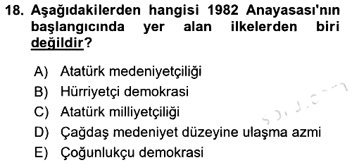 Anayasa Hukuku 2025-2026 Ara Sınav - 18. soru