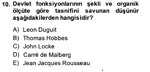 Anayasa Hukuku 2013-2014 Dönem Sonu Sınavı - 10. soru